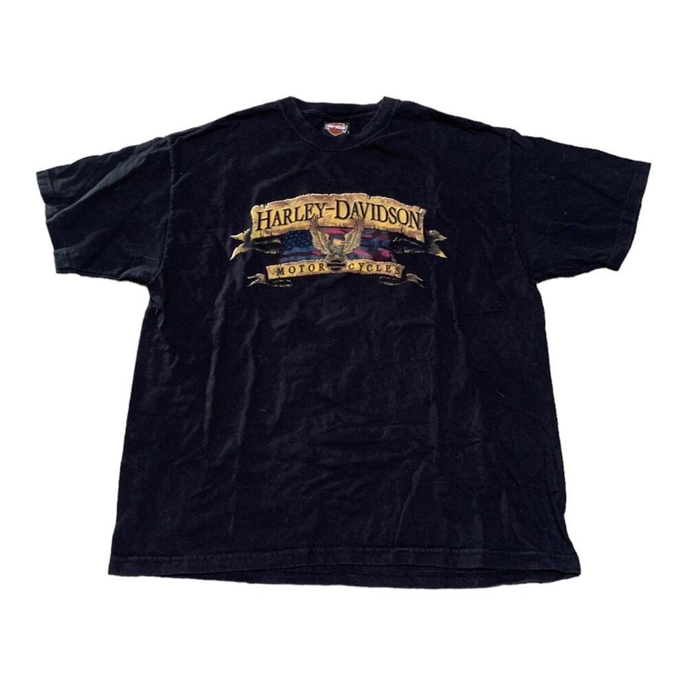 Harley Davidson mens XL black shirt tee michigan eagle biker gorp basic